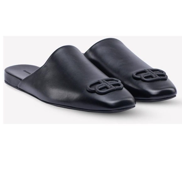 🖤 Balenciaga Cosy Bb-logo Mules In Smooth Calfskin 🖤 - Picture 1 of 17